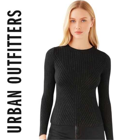 Urban Outfitters Silence + Noise Speckle Patterned Rib Pullover Sweater Black S - Picture 2 of 16